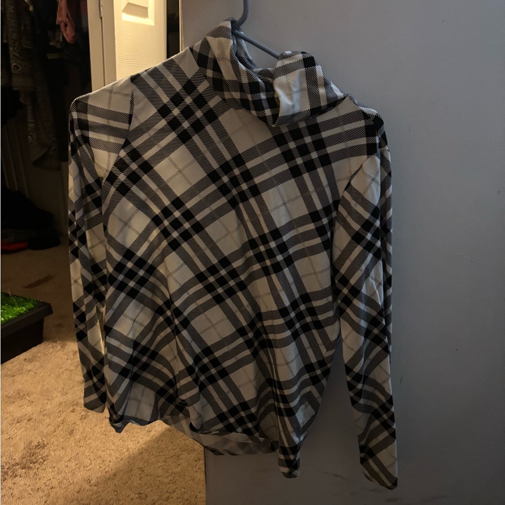 Talbots Black and White Chevron Turtleneck